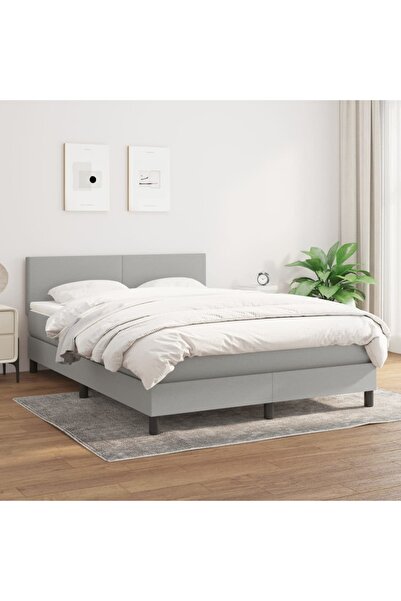 Concept Pat box spring cu saltea, gri deschis, 140x190 cm, textil
