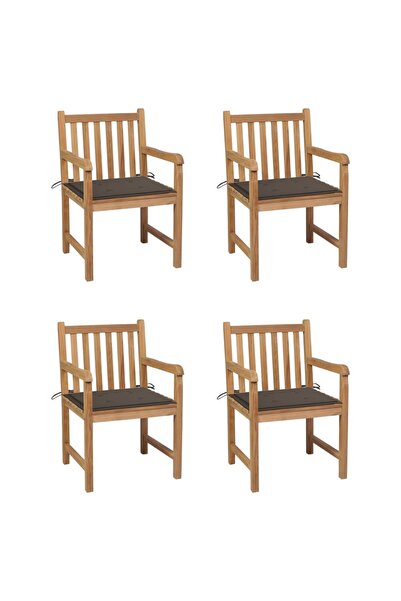 Concept Καρέκλες κήπου με μαξιλάρια σε μπεζ-γκρι χρώμα, 4 τεμάχια, από μασίφ ...