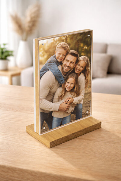 PLEXIROM Magnetic photo frame, Sheer acrylic with wood, FAG, 15 x 21 cm, Doub...