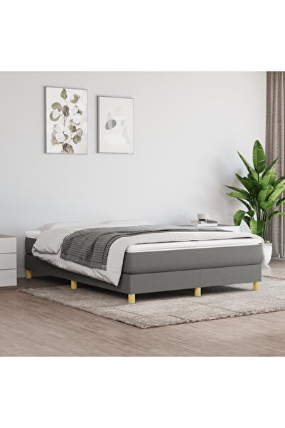 Concept Pat box spring cu saltea, gri închis, 140x190 cm, textil