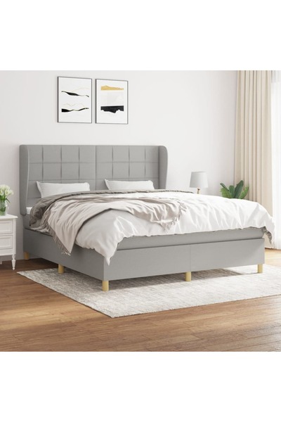 Concept Pat continental cu saltea, gri deschis, 160x200 cm, textil