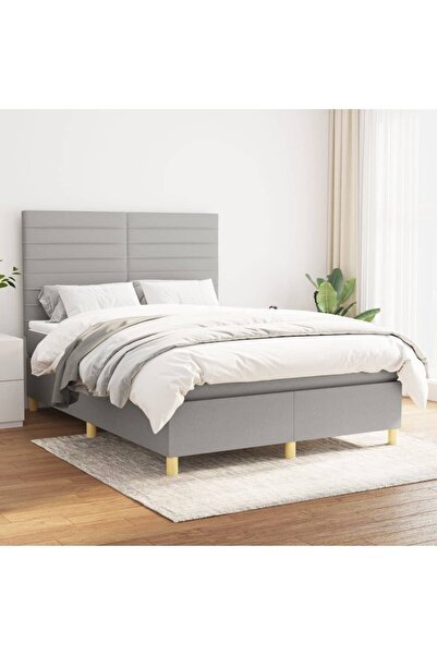 Concept Pat box spring cu saltea, gri deschis, 140x190 cm, textil
