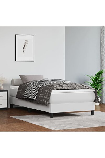 Concept Cadru de pat box spring, alb, 80x200 cm, piele ecologică