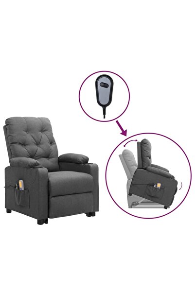 Concept Ανακλινόμενη πολυθρόνα μασάζ με ανυψωτήρα, ανοιχτό γκρι, ύφασμα