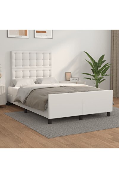 Concept Σκελετός κρεβατιού με κεφαλάρι, λευκό, 120x200 cm, οικολογικό Δερμάτινο