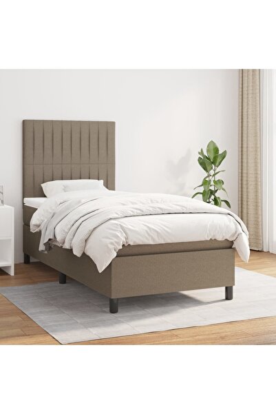 Concept Pat box spring cu saltea, gri taupe, 90x200 cm, textil