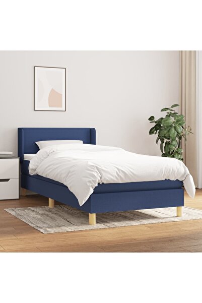 Concept Pat box spring cu saltea, albastru, 80x200 cm, textil