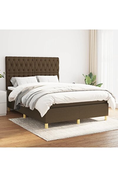 Concept Κρεβάτι Continental με στρώμα, σκούρο καφέ, 140x200 cm, ύφασμα