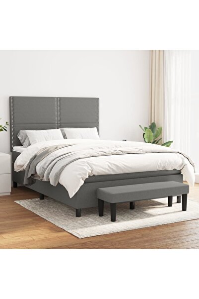 Concept Pat box spring cu saltea, gri închis, 140x190 cm, textil