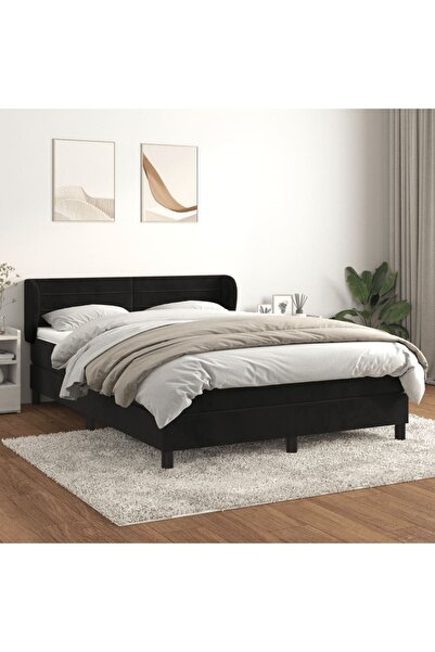 Concept Pat box spring cu saltea, negru, 140x200 cm, catifea