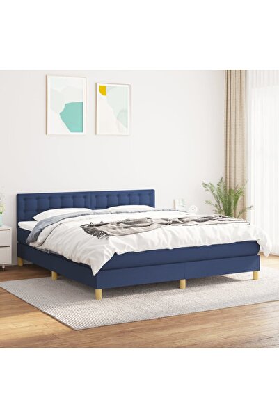 Concept Pat box spring cu saltea, albastru, 180x200 cm, material textil
