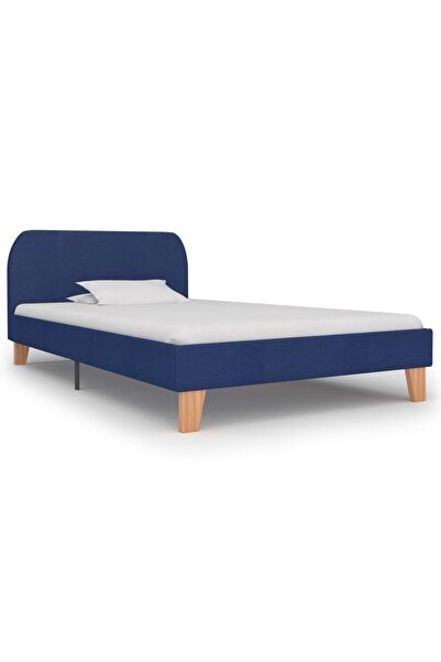 Concept Cadru de pat, albastru, 90 x 200 cm, material textil