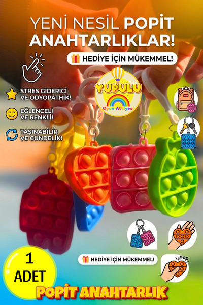YUPULU Popit Anahtarlık Oyuncak Hediyelik Popit Doğum Günü Hediyesi Karne Hed...