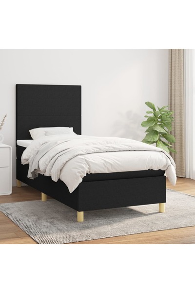 Concept Pat box spring cu saltea, negru, 80x200 cm, textil