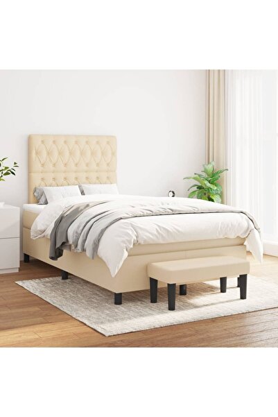Concept Pat box spring cu saltea, crem, 120x200 cm, textil
