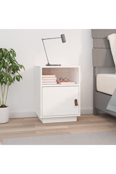 Concept Κομοδίνο, λευκό, 40x34x55 cm, μασίφ ξύλο πεύκου