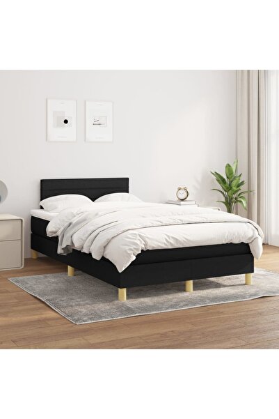 Concept Pat box spring cu saltea, negru, 120x200 cm, textil
