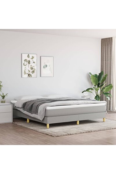 Concept Κρεβάτι Continental με στρώμα, ανοιχτό γκρι, 160x200 cm, ύφασμα