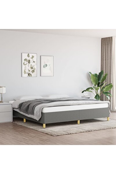 Concept Cadru de pat, gri închis, 200x200 cm, material textil