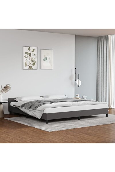 Concept Cadru de pat cu tăblie, gri, 200x200 cm, piele ecologică