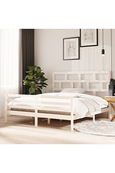 Concept Cadru de pat Super King 6FT, alb, 180x200 cm, lemn masiv