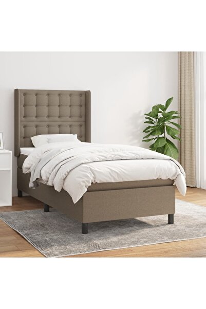 Concept Pat box spring cu saltea, gri taupe, 90x200 cm, textil