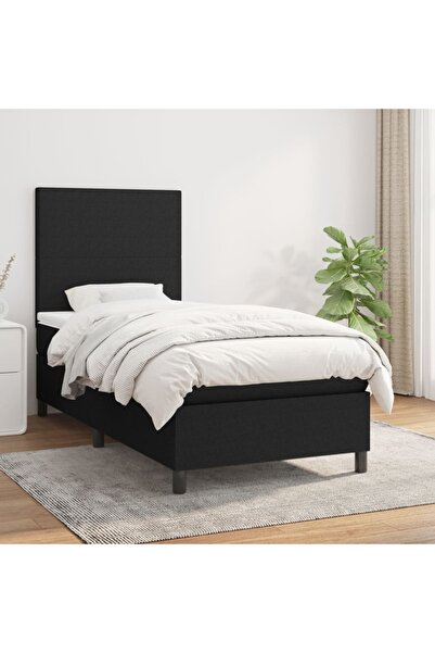 Concept Pat box spring cu saltea, negru, 90x200 cm, textil
