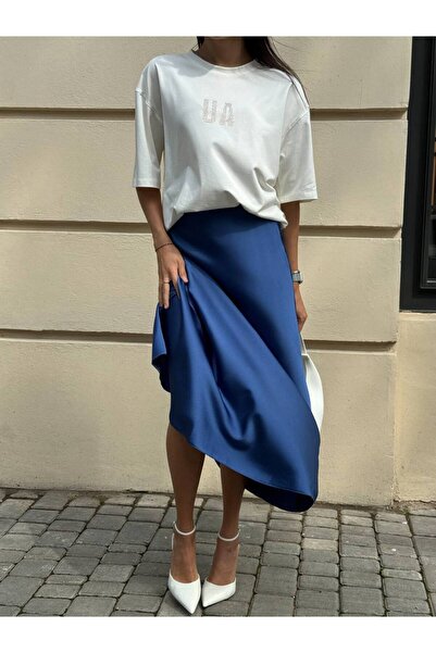 Elia Swimwear Elisia Blue Satin Maxi Skirt