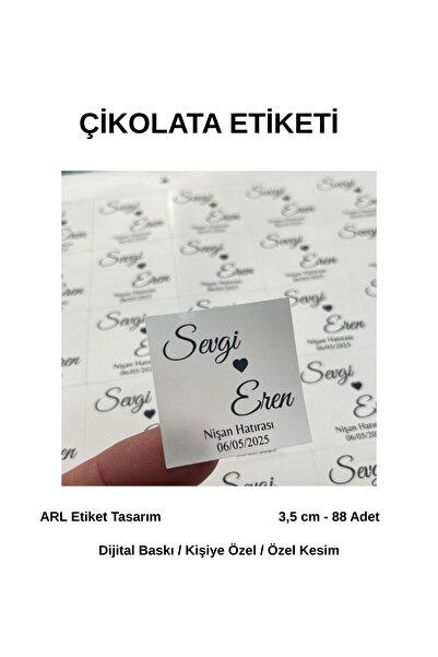 arl etiket tasarım dijital baskı merkezi Söz, Kına, Nişan, Düğün Çikolata Eti...