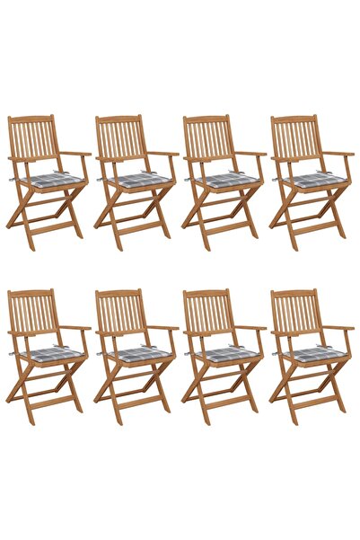 Concept Πτυσσόμενες καρέκλες κήπου με μαξιλάρια, 8 τεμ., από μασίφ ξύλο ακακίας