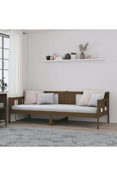 Concept Σκελετός κρεβατιού, μελί καφέ, 90x200 εκ., μασίφ ξύλο