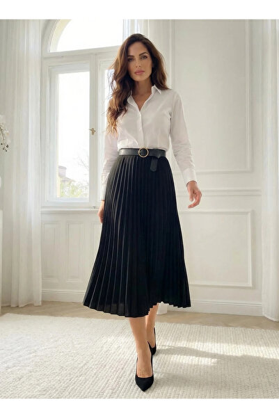 UniqueStore.ro Elegant Black Pleated Skirt - One Size