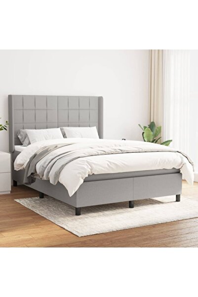 Concept Pat box spring cu saltea, gri deschis, 140x190 cm, textil