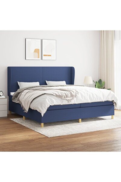 Concept Pat box spring cu saltea, albastru, 200x200 cm, textil