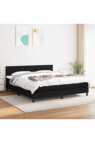 Concept Pat box spring cu saltea, negru, 160x200 cm, textil