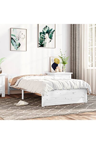 Concept Σκελετός Μονό κρεβατιού 3FT, λευκό, 90x190 cm, μασίφ ξύλο
