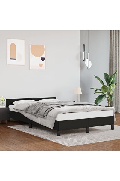 Concept Σκελετός κρεβατιού με κεφαλάρι, μαύρο, 120x200 cm, οικολογικό Δερμάτινο