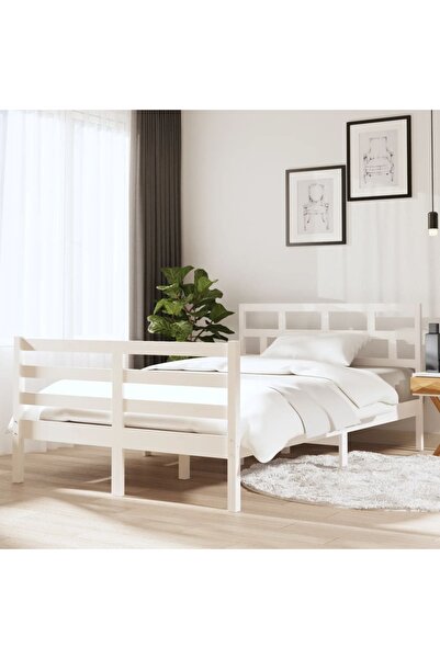 Concept Σκελετός Διπλό κρεβατιού 4FT6, λευκό, 135x190 cm, μασίφ ξύλο