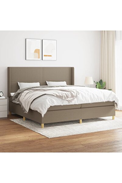 Concept Pat box spring cu saltea, gri taupe, 200x200 cm, textil