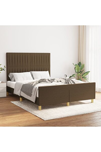Concept Cadru de pat cu tăblie, maro închis, 140x200 cm, textil