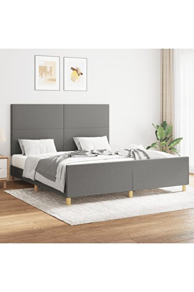 Concept Cadru de pat cu tăblie, gri închis, 160x200 cm, textil