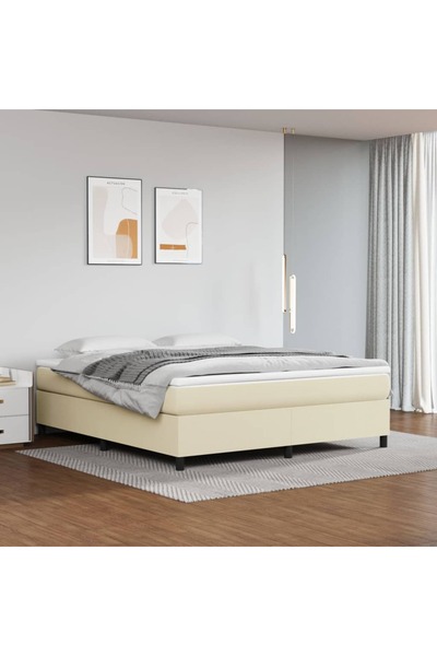 Concept Cadru de pat box spring, crem, 180x200 cm, piele ecologică