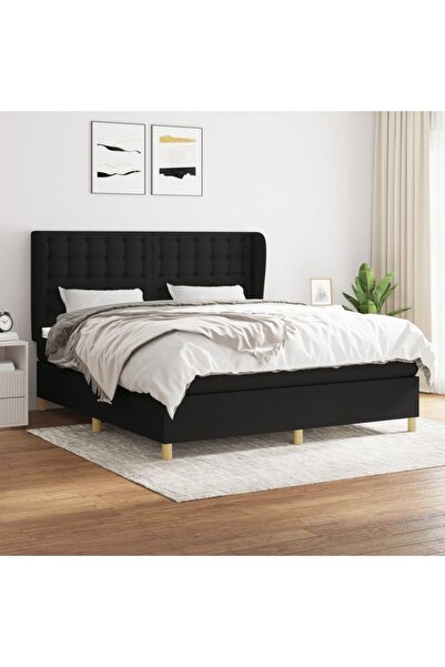 Concept Pat box spring cu saltea, negru, 180x200 cm, catifea