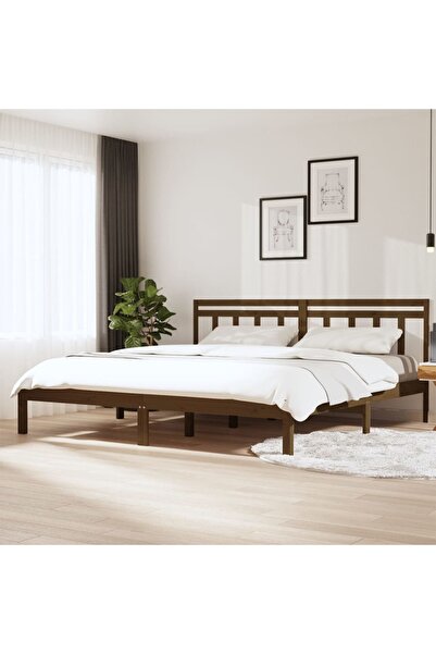 Concept Cadru de pat, maro miere, 200x200 cm, lemn masiv de pin