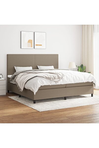 Concept Pat box spring cu saltea, gri taupe, 200x200 cm, textil