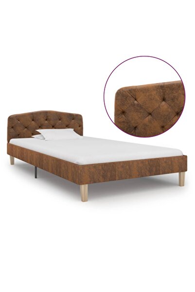 Concept Σκελετός κρεβατιού, καφέ, 90x200 εκ., οικολογικό Σουέτ