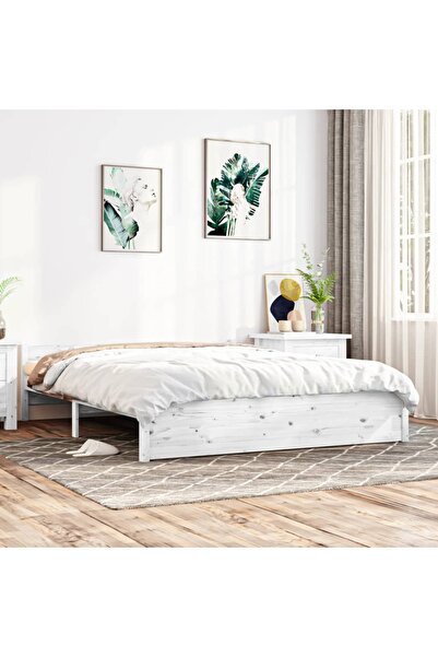 Concept Σκελετός κρεβατιού, λευκό, 140x190 cm, μασίφ ξύλο