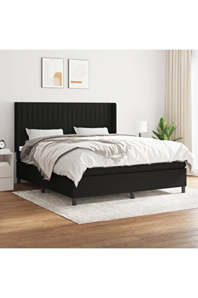 Concept Pat box spring cu saltea, negru, 180x200 cm, catifea