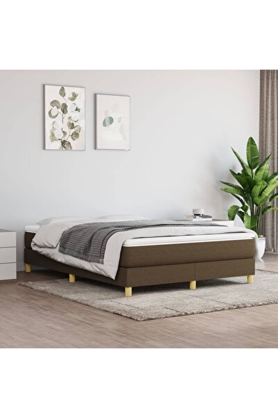 Concept Κρεβάτι Continental με στρώμα, σκούρο καφέ, 140x200 cm, ύφασμα