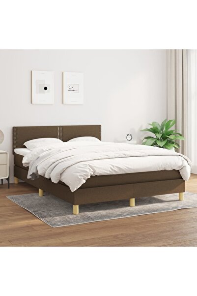 Concept Pat box spring cu saltea, maro închis, 140x200 cm, textil